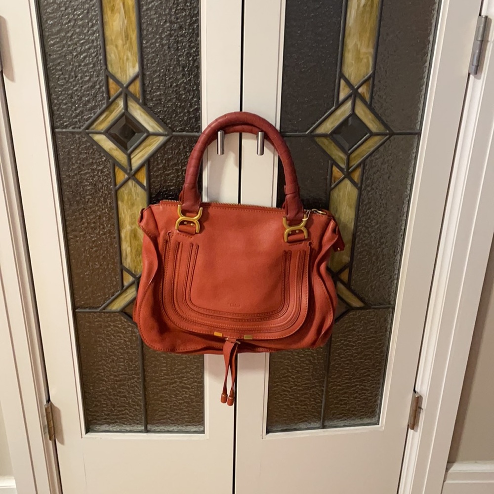 Chloe Marcie handbag in tan/brass/faded rose - Picture 3 of 16